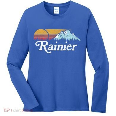Retro Vibe Mount Rainier Gift Vintage Mountains And Sun Women's Long Sleeve Shirt