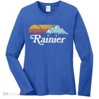 Retro Vibe Mount Rainier Gift Vintage Mountains And Sun Women's Long Sleeve Shirt thumb 0