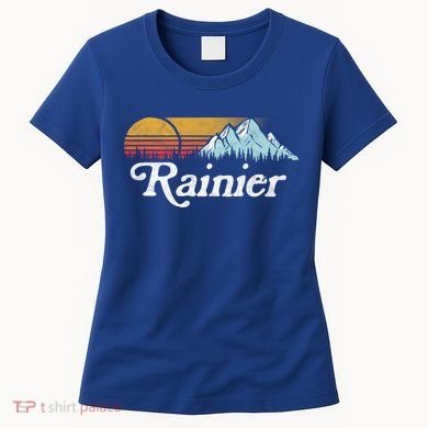 Retro Vibe Mount Rainier Gift Vintage Mountains And Sun Women's T-Shirt