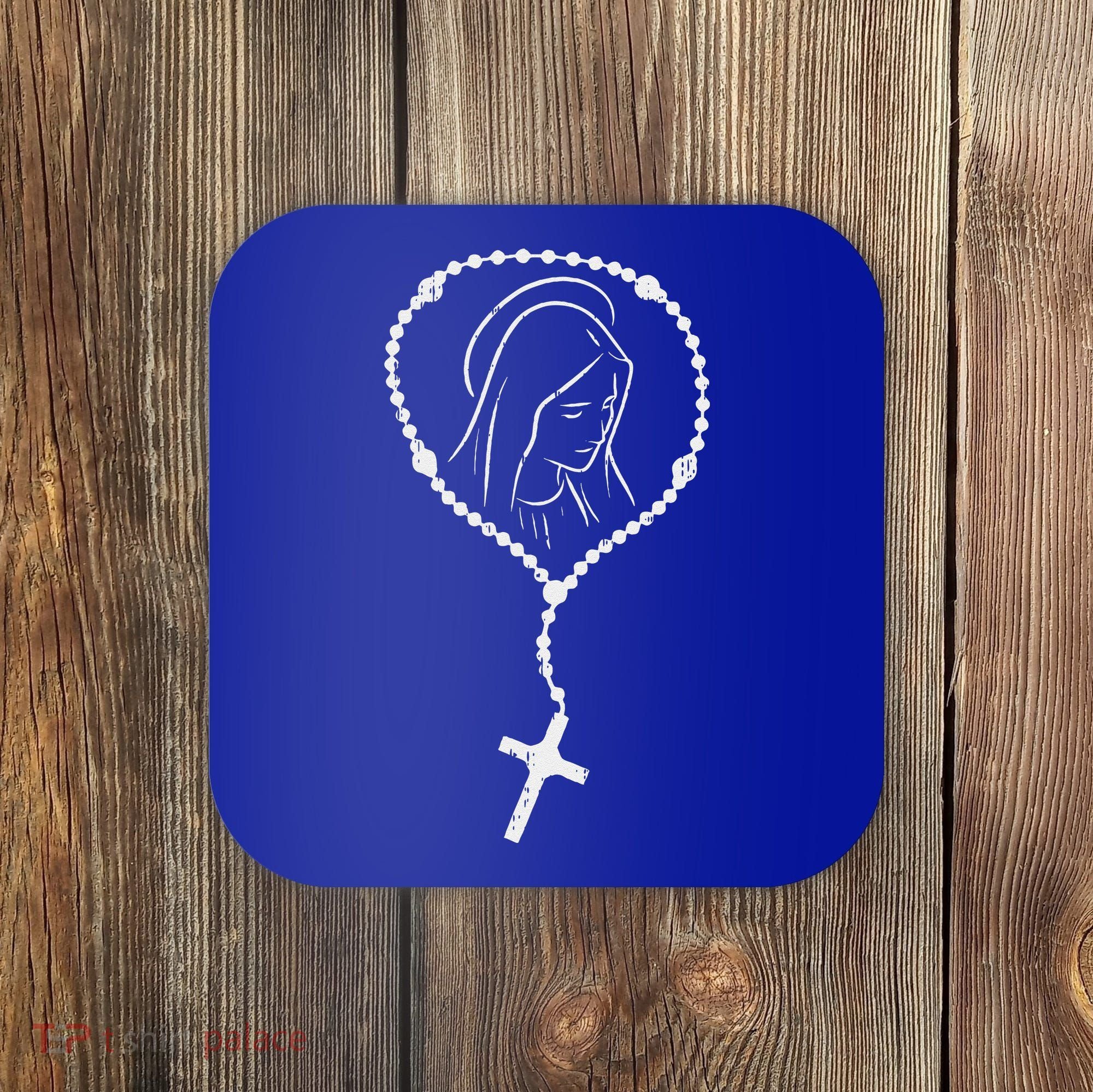 Rosary Virgin Mary God Jesus Faith Religious Catholic Gift Coaster