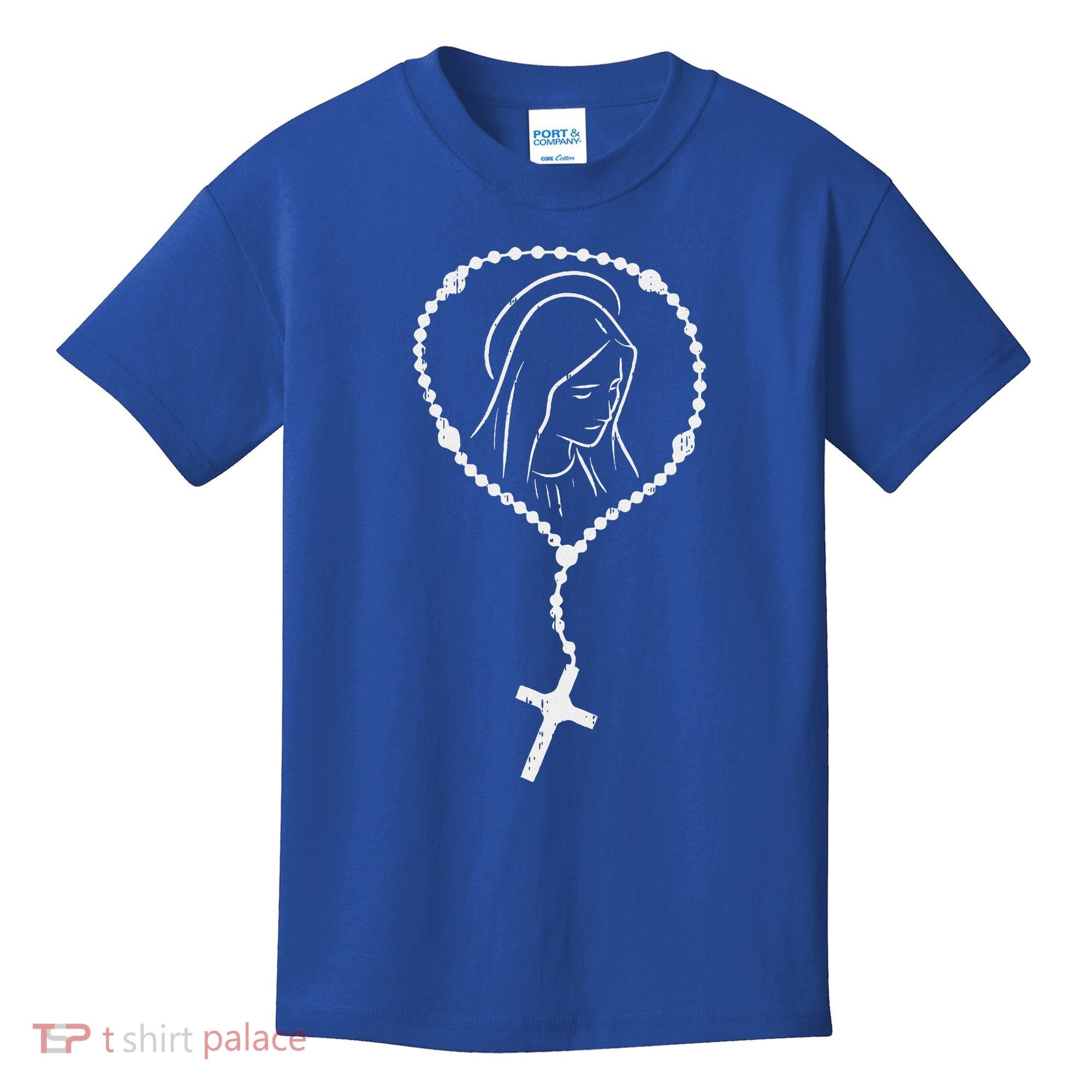 Rosary Virgin Mary God Jesus Faith Religious Catholic Gift Kids T-Shirt