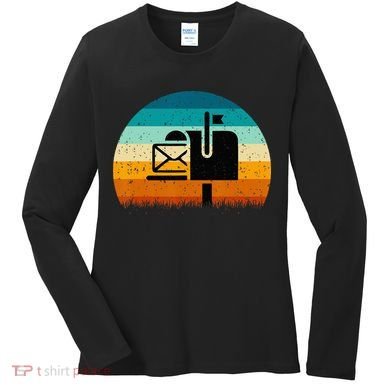 Retro Vintage Mailbox Mail Carrier Post Office Postal Worker Women's Long Sleeve Shirt