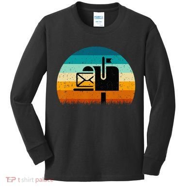 Retro Vintage Mailbox Mail Carrier Post Office Postal Worker Kids Long Sleeve Shirt