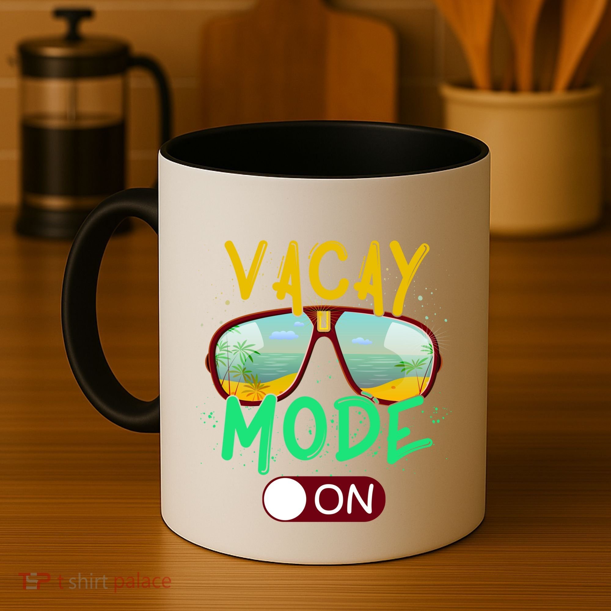 Retro Vacay Mode On Sunglasses Beach Swimming Summer Vibes Great Gift Coffee Mug