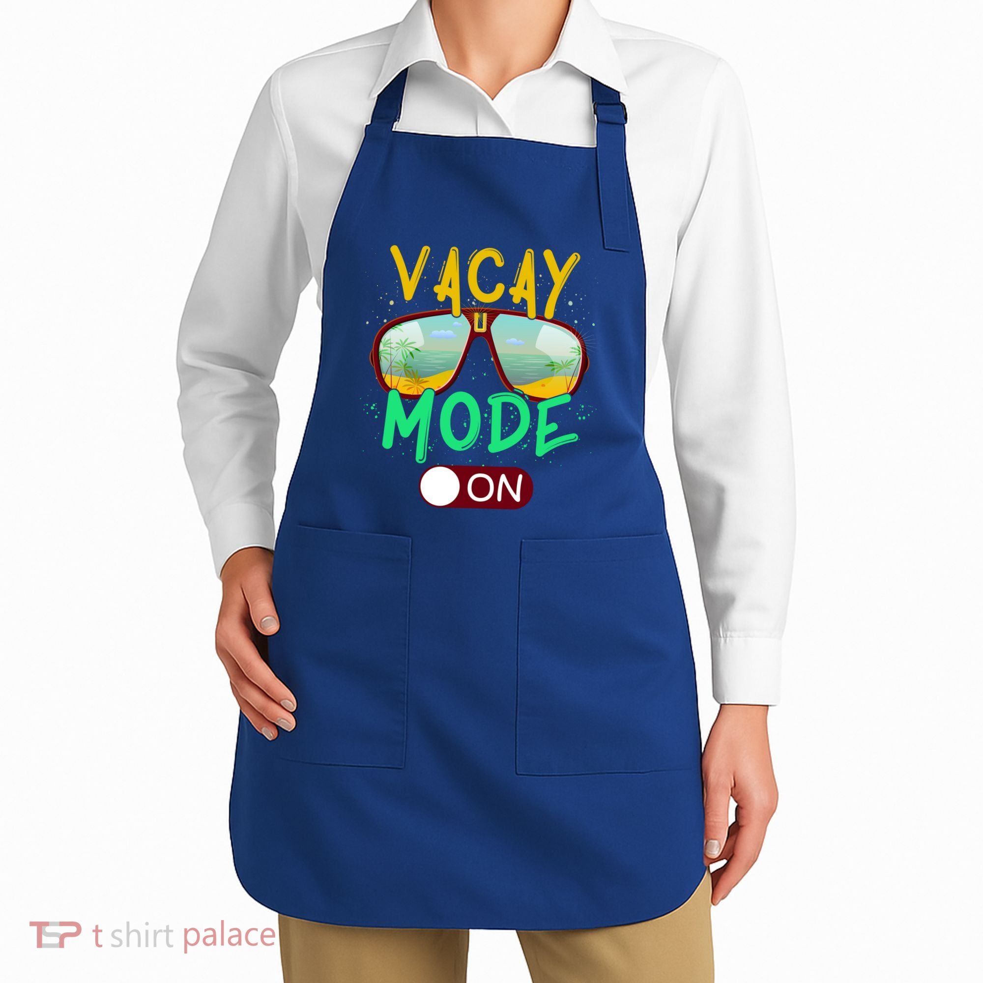 Retro Vacay Mode On Sunglasses Beach Swimming Summer Vibes Great Gift Apron