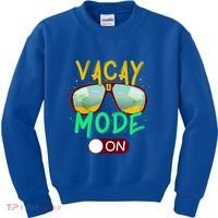 Retro Vacay Mode On Sunglasses Beach Swimming Summer Vibes Great Gift Kids Sweatshirt thumb 0