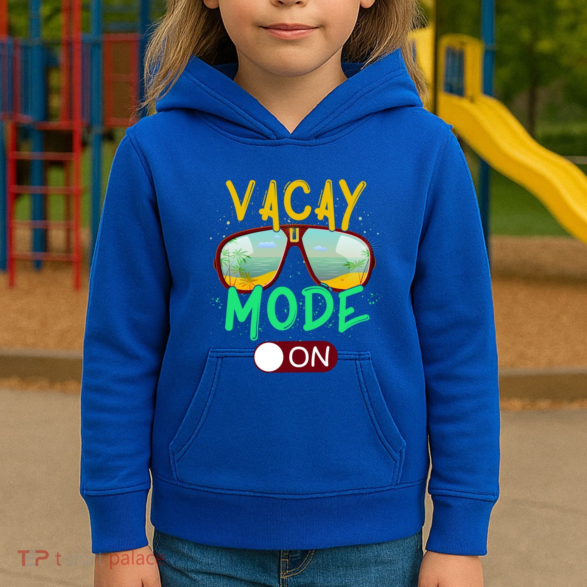 Retro Vacay Mode On Sunglasses Beach Swimming Summer Vibes Great Gift Kids Hoodie