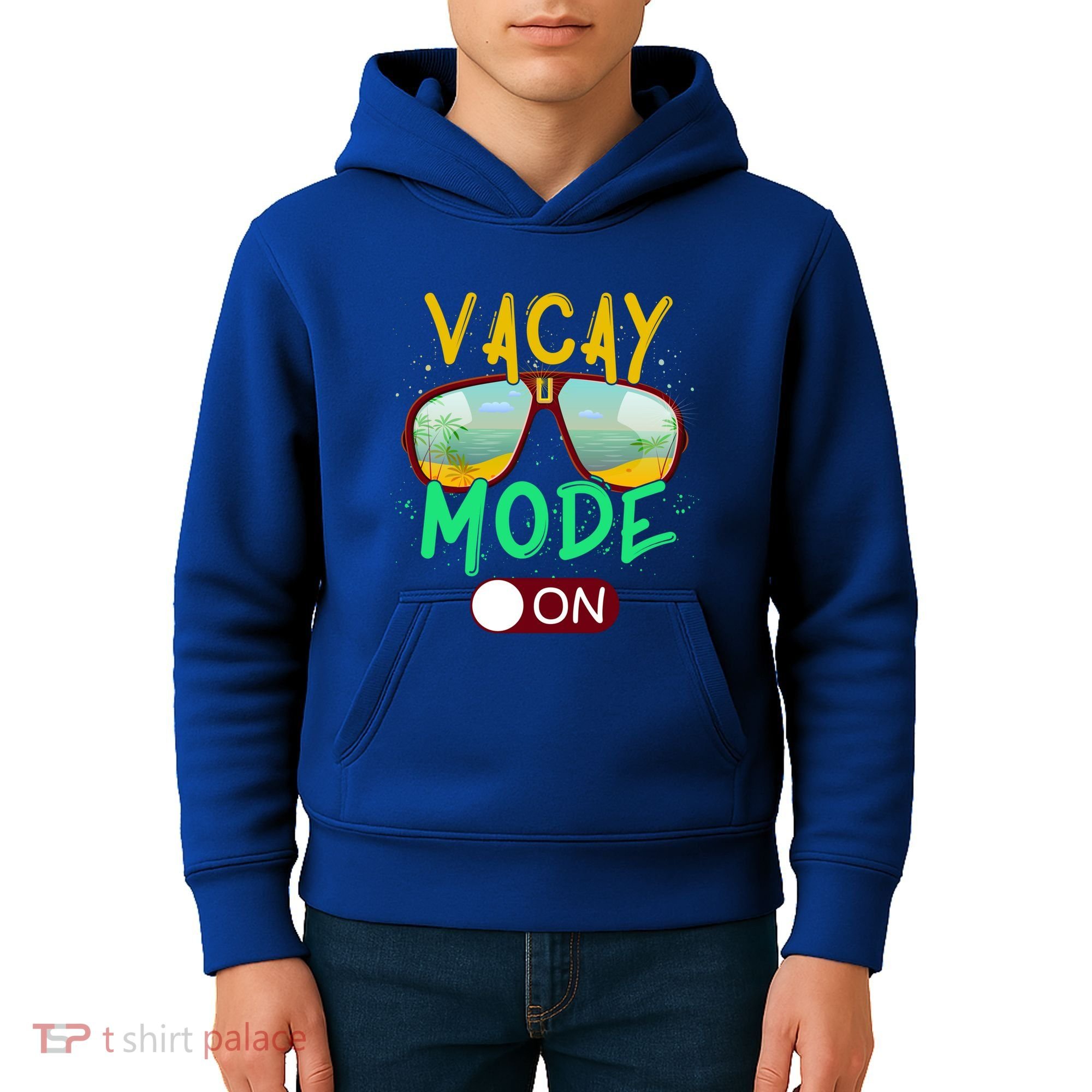 Retro Vacay Mode On Sunglasses Beach Swimming Summer Vibes Great Gift Kids Hoodie