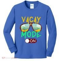 Retro Vacay Mode On Sunglasses Beach Swimming Summer Vibes Great Gift Kids Long Sleeve Shirt thumb 0