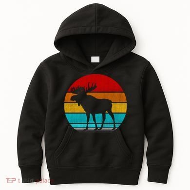 Retro Vintage Moose Kids Hoodie