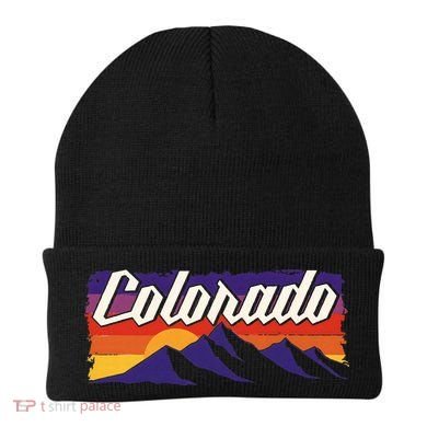 Retro Vintage Mountains Colorado Beanie