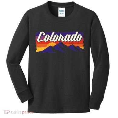 Retro Vintage Mountains Colorado Kids Long Sleeve Shirt