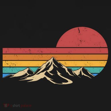 Retro Vintage Mountain Range Sunset Colors Ornament