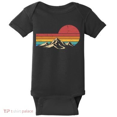 Retro Vintage Mountain Range Sunset Colors Baby Bodysuit