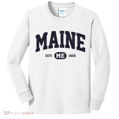 Retro Vintage Maine Kids Long Sleeve Shirt