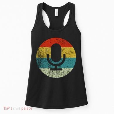 Retro Vintage Microphone Computer Icons Podcast Women's Tank Top