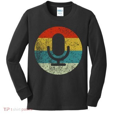 Retro Vintage Microphone Computer Icons Podcast Kids Long Sleeve Shirt