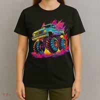 Retro Vintage Monster Truck Retro Sunset Monster Truck T-Shirt thumb 4