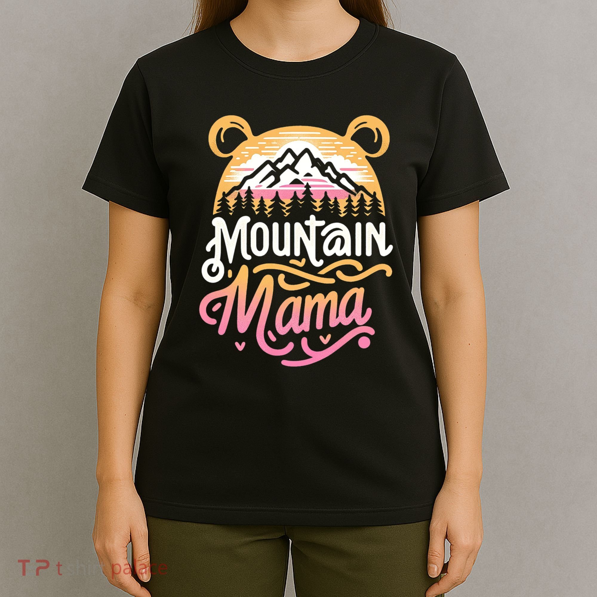 Retro Vintage Mountain Mama Bear Camping Hiking Mothers Day  T-Shirt