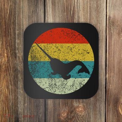 Retro Vintage Narwhal Coaster