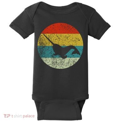 Retro Vintage Narwhal Baby Bodysuit