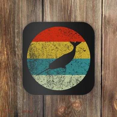 Retro Vintage Narwhal Coaster