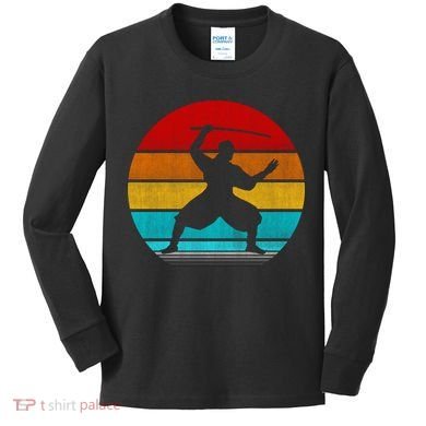 Retro Vintage Ninja Kids Long Sleeve Shirt