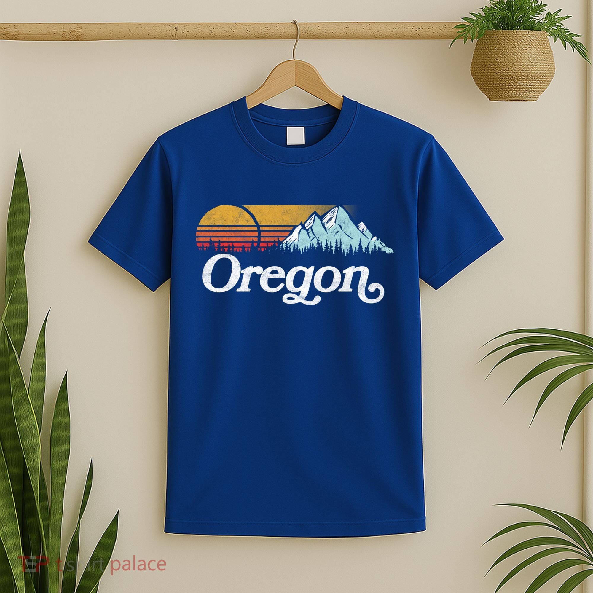 Retro Vibe Oregon Cool Gift Vintage Mountains And Sun Cool Gift T-Shirt