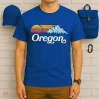 Retro Vibe Oregon Cool Gift Vintage Mountains And Sun Cool Gift T-Shirt thumb 6