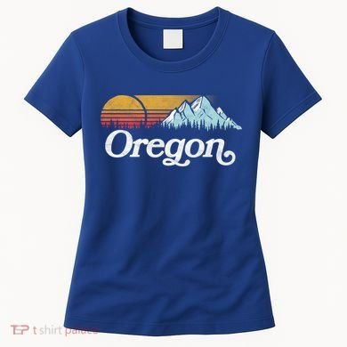 Retro Vibe Oregon Cool Gift Vintage Mountains And Sun Cool Gift Women's T-Shirt