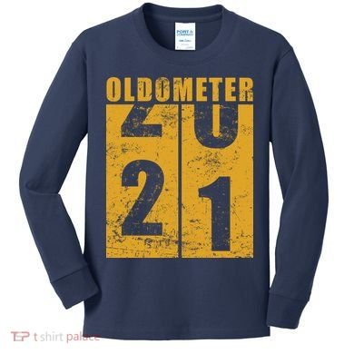 Retro Vintage Oldometer 21 Years Old Kids Long Sleeve Shirt