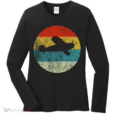 Retro Vintage Plane Women's Long Sleeve Shirt