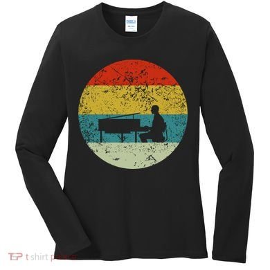 Retro Vintage Piano Player Women's Long Sleeve Shirt