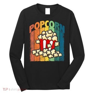 Retro Vintage Popcorn Movie Buff Popcorn Long Sleeve Shirt