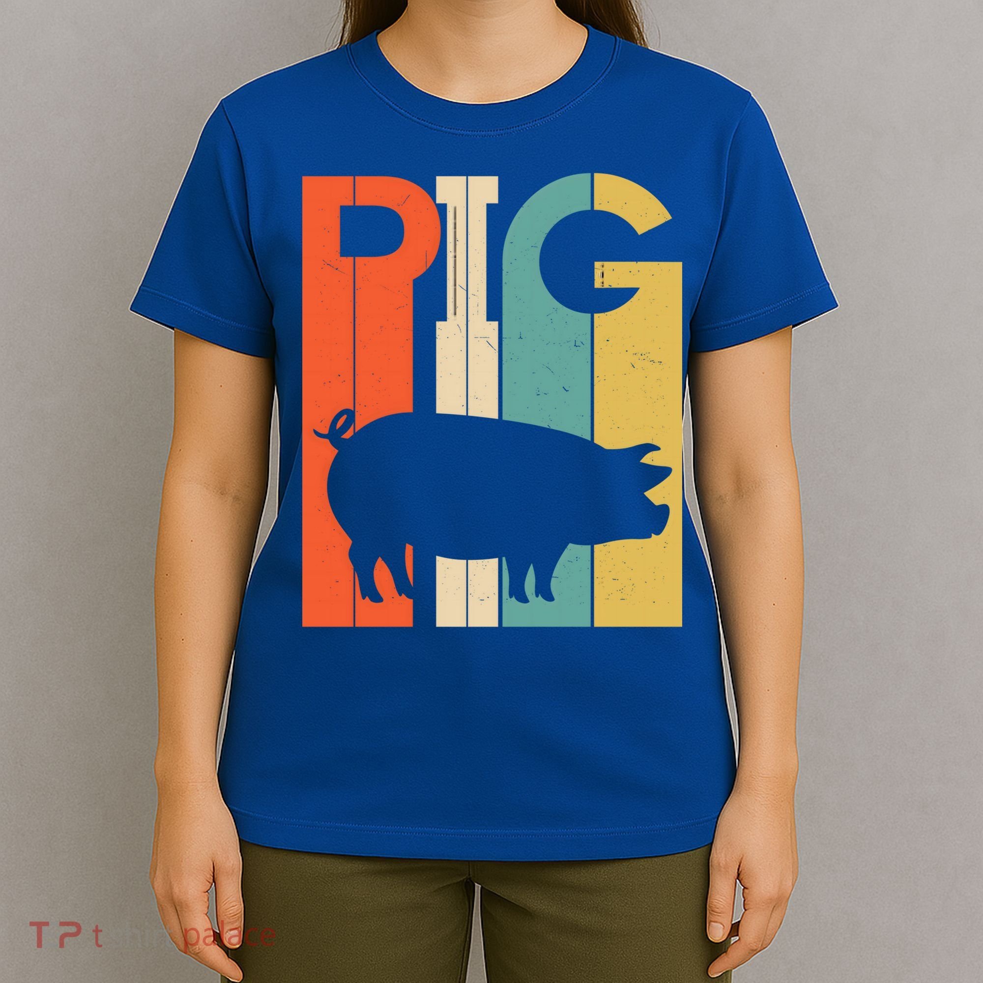 Retro Vintage Pig Silhouette Pig Lover Pig Owner Meaningful Gift T-Shirt