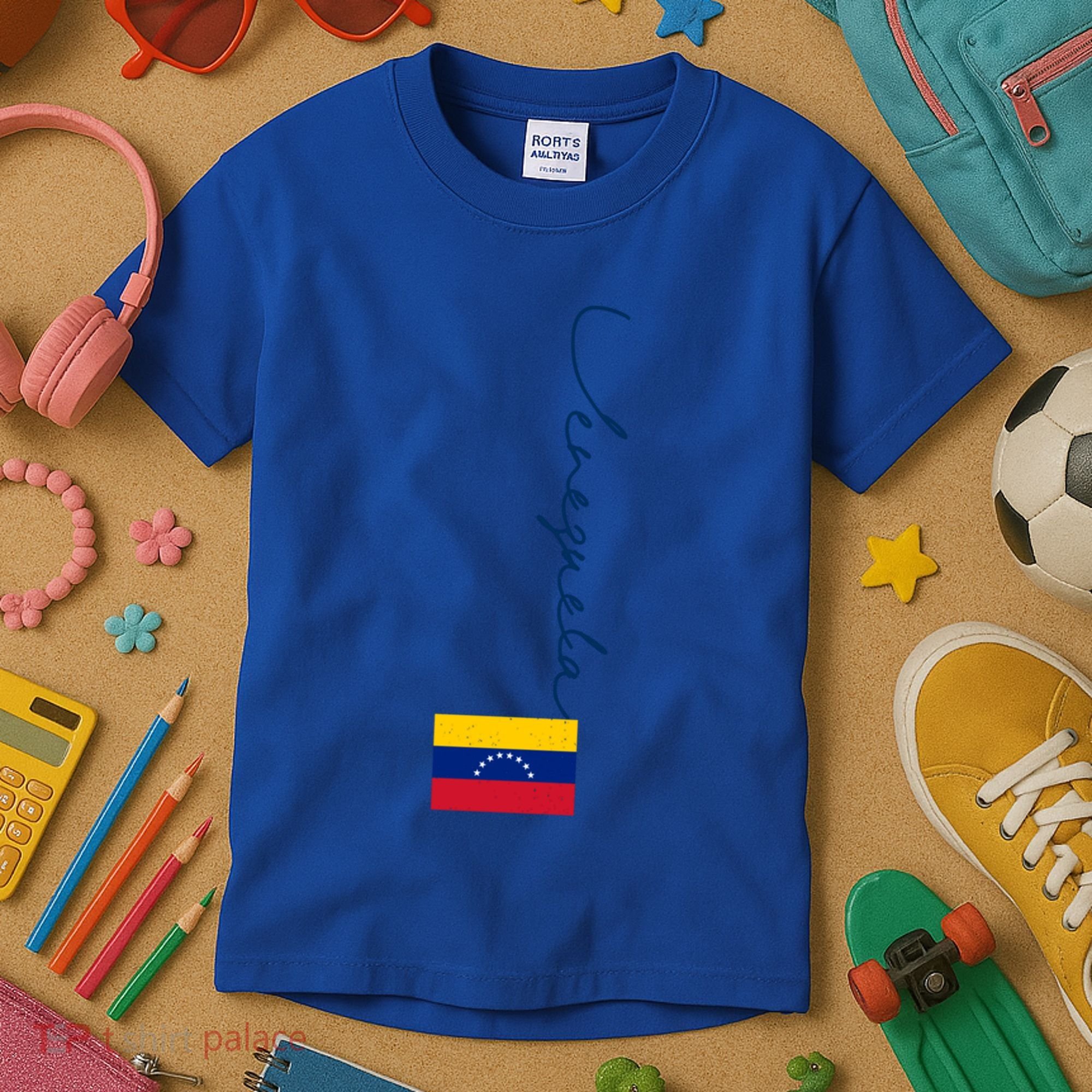 Retro Venezuela Patriotic Pole Venezuela Flag Gift Kids T-Shirt