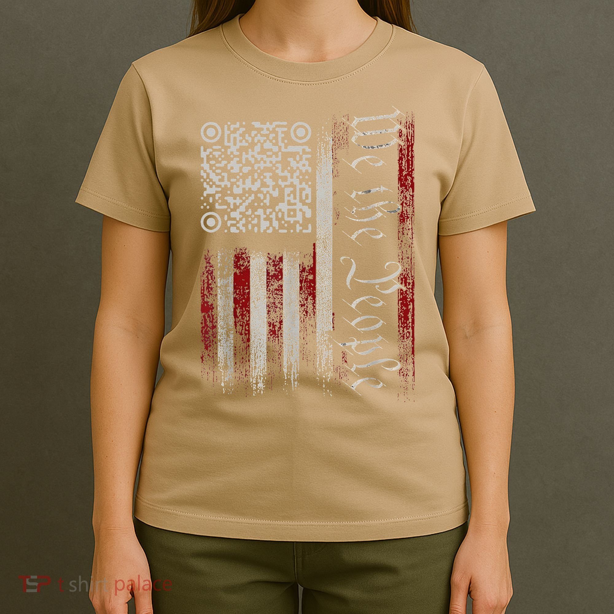 Retro Vintage Qr American Flag Funny Trump Dance Code T-Shirt