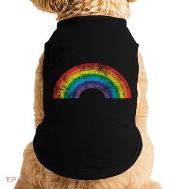Rainbow Vintage Retro 70s 80s Style Gift Gift Doggie Tank