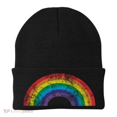 Rainbow Vintage Retro 70s 80s Style Gift Gift Beanie