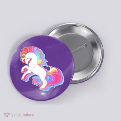Retro Vintage Rainbow Unicorn Button
