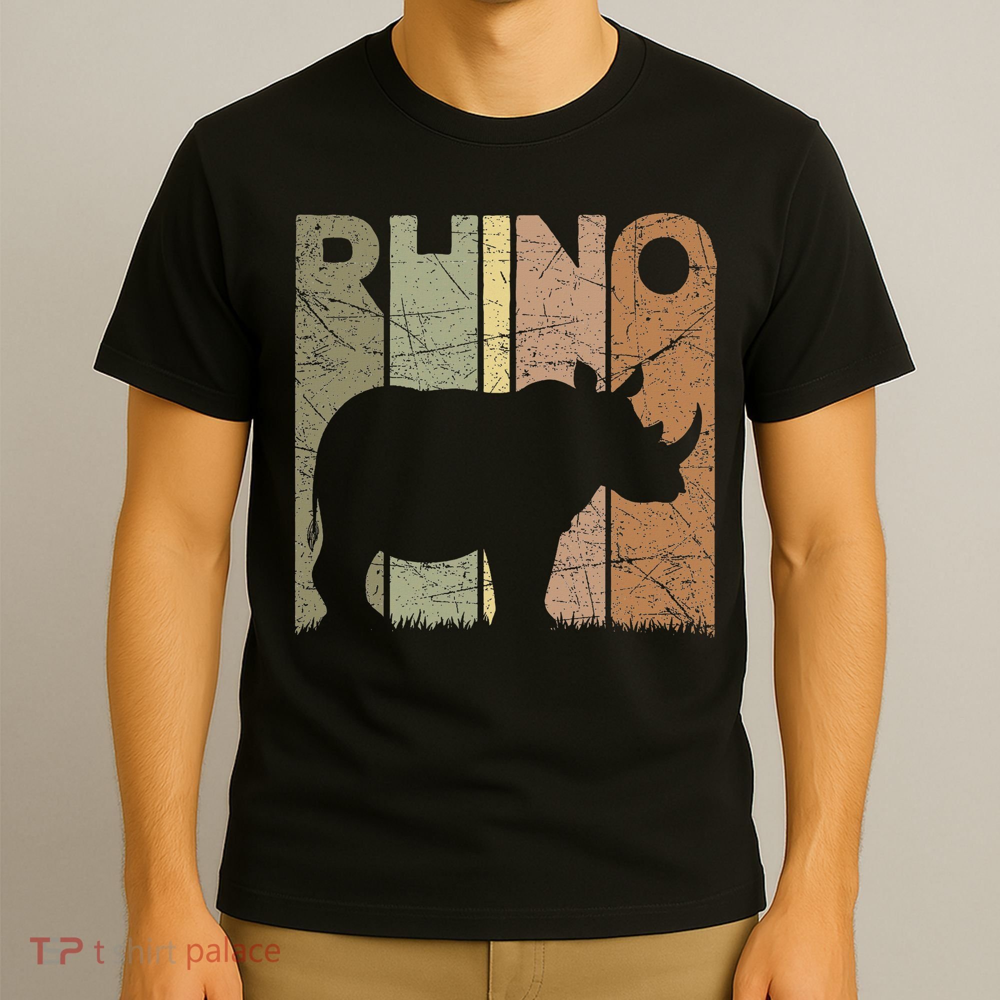 Rhino Vintage Rhinoceros Zookeeper Retro Safari T-Shirt