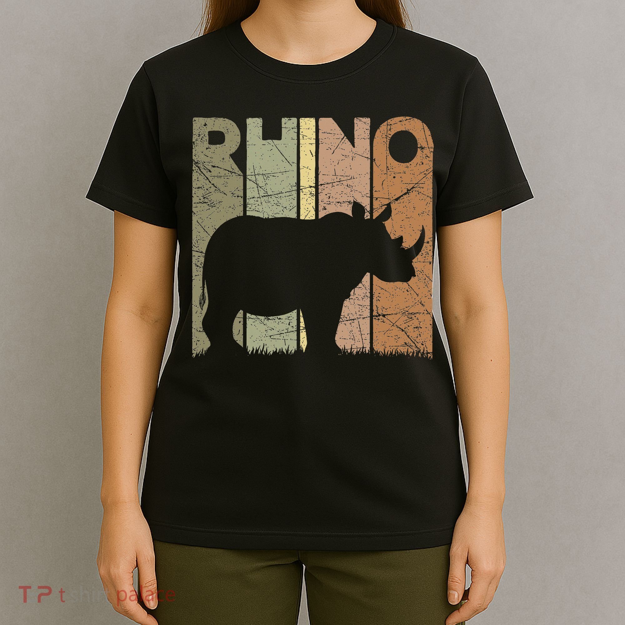 Rhino Vintage Rhinoceros Zookeeper Retro Safari T-Shirt