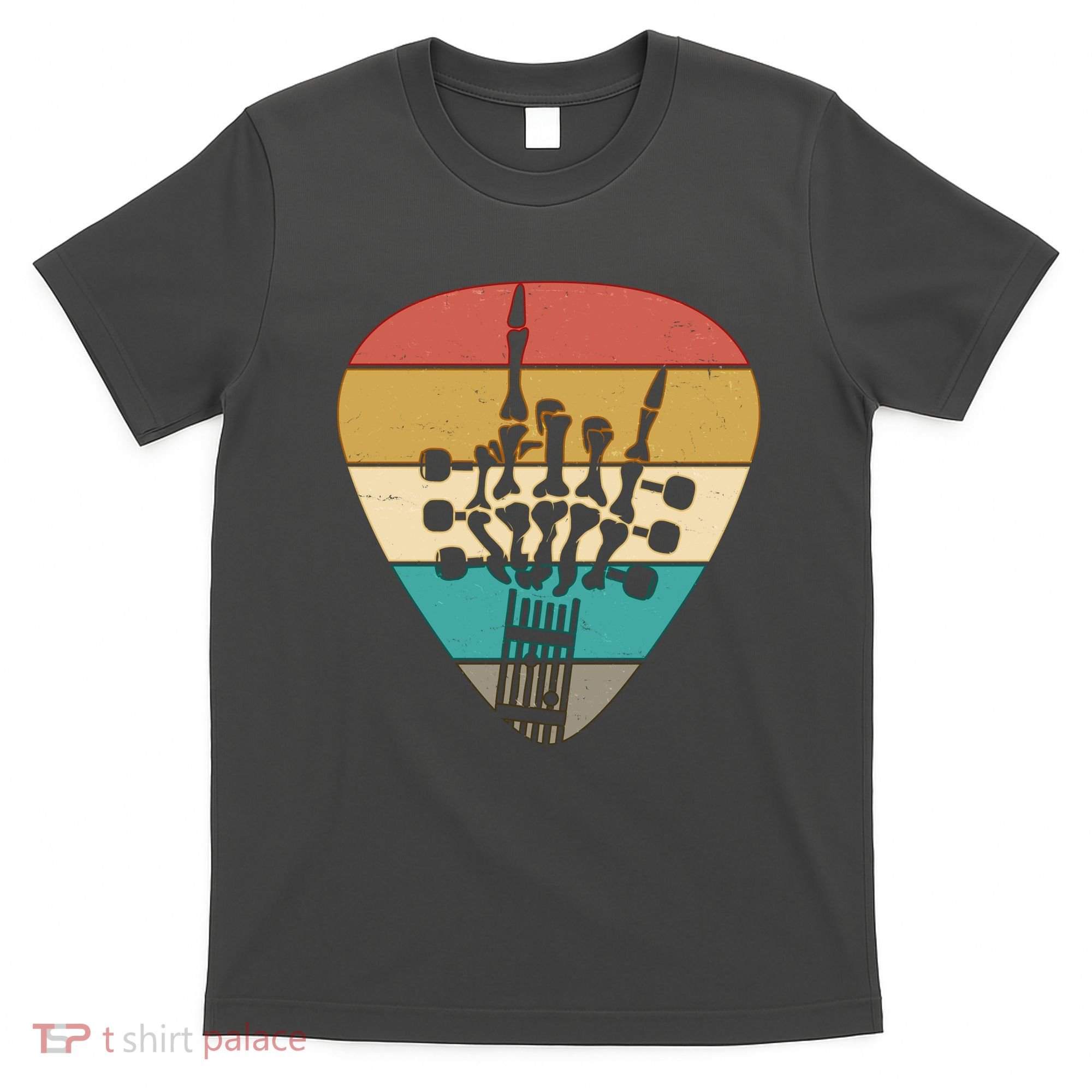 Retro Vintage Rock On Guitar Skeleton T-Shirt