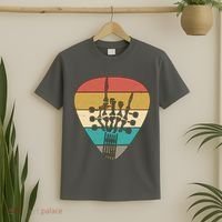 Retro Vintage Rock On Guitar Skeleton T-Shirt thumb 2