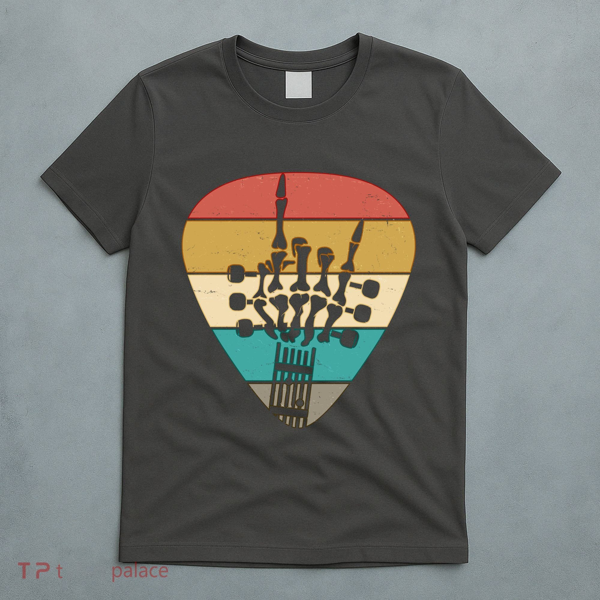 Retro Vintage Rock On Guitar Skeleton T-Shirt