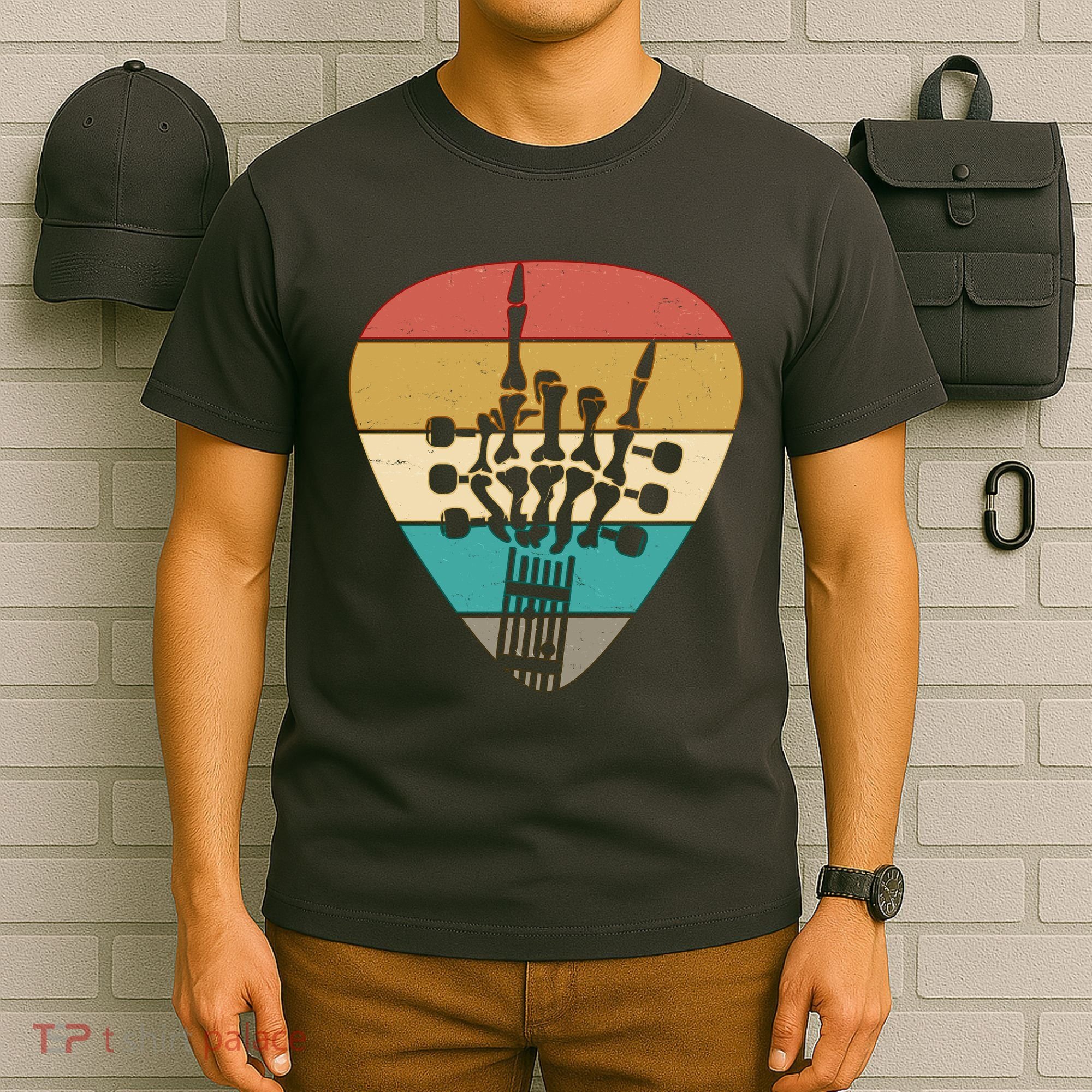 Retro Vintage Rock On Guitar Skeleton T-Shirt