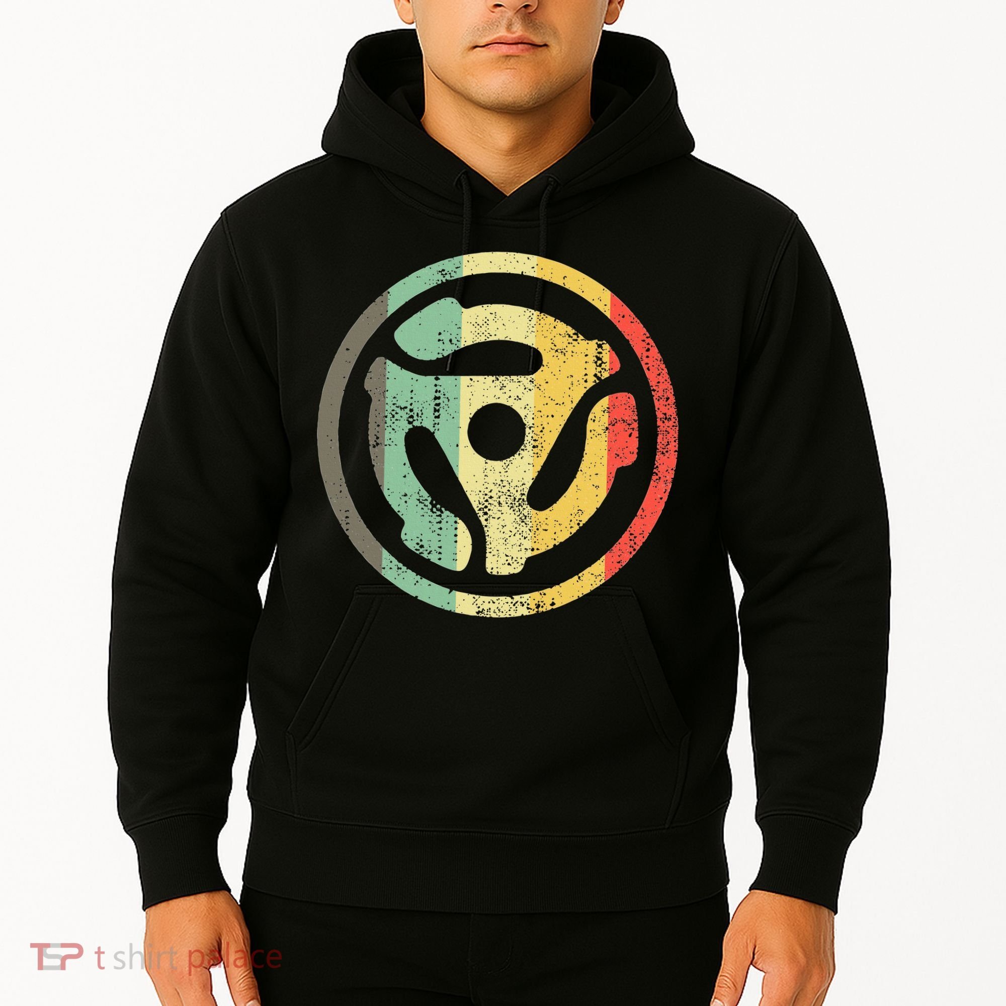 Retro Vinyl Record 45 Rpm Spindle Adapter Hoodie