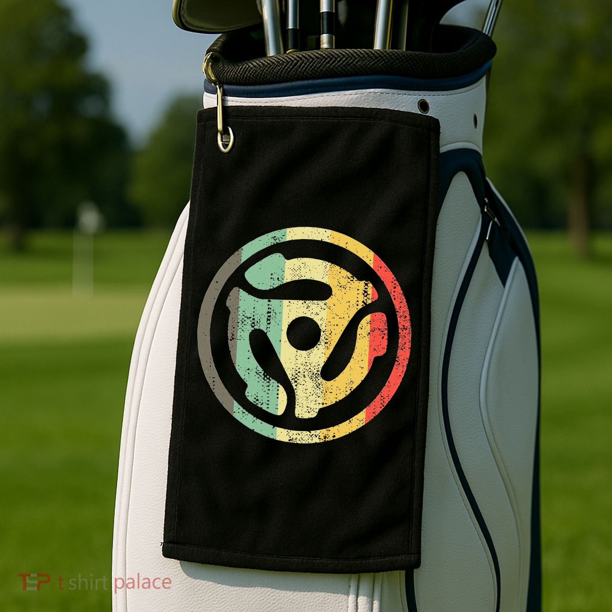 Retro Vinyl Record 45 Rpm Spindle Adapter Golf Towel