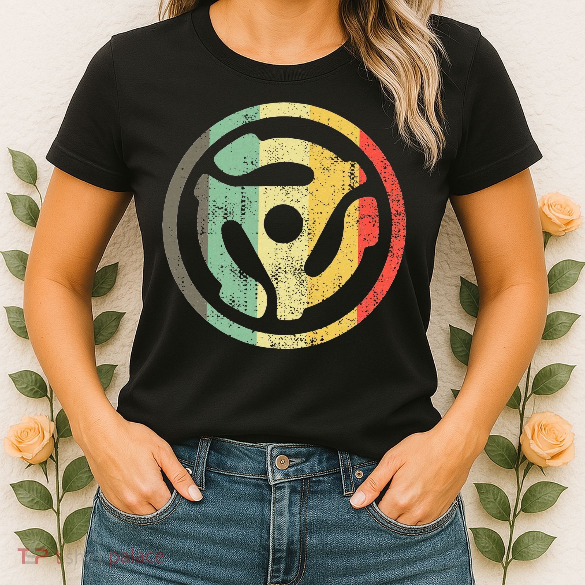 Retro Vinyl Record 45 Rpm Spindle Adapter Women's T-Shirt