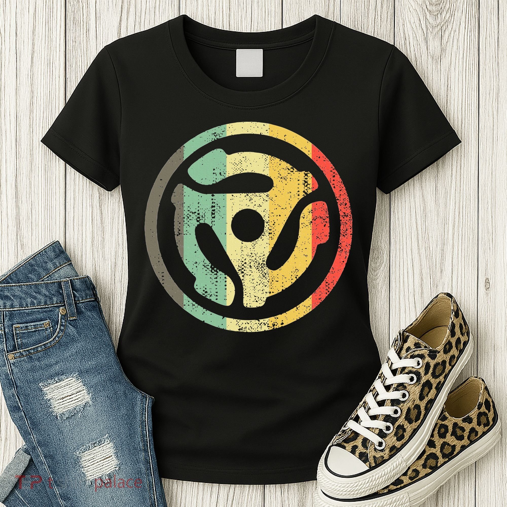 Retro Vinyl Record 45 Rpm Spindle Adapter Women's T-Shirt
